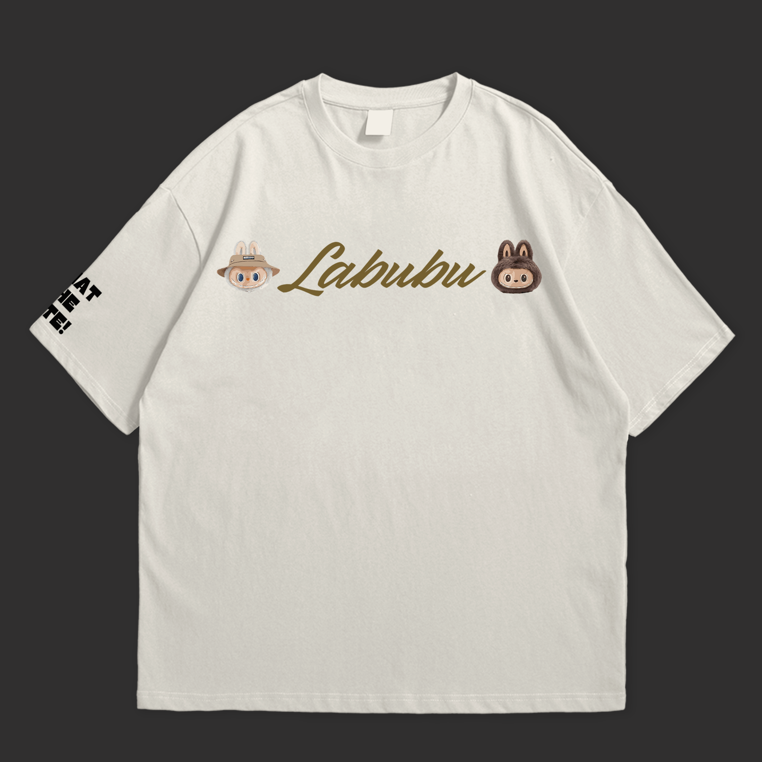 off White t-shirt with Labubu character design on front and back
