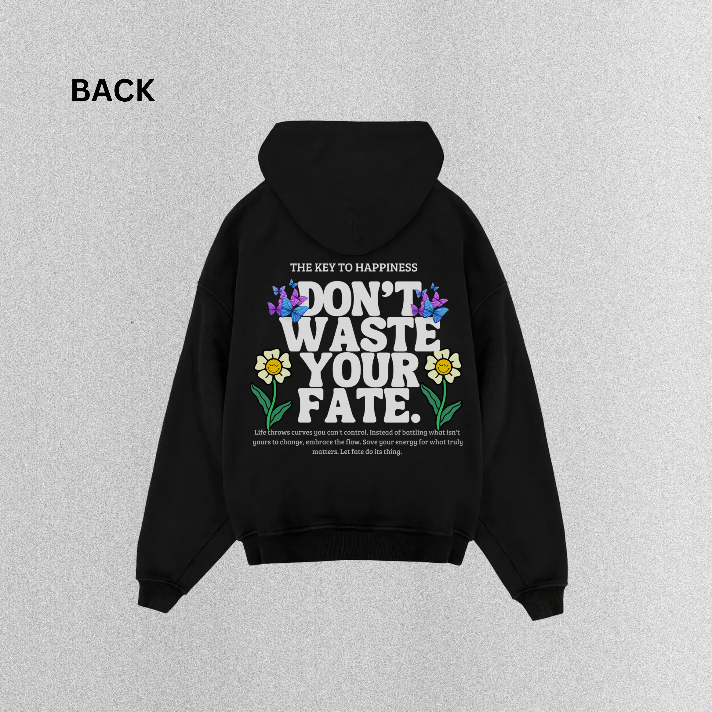 The Key to Happiness Oversized Graphic Hoodie