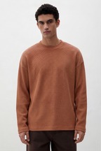 WTFATE Earth Brown Waffle Knit Overshirt