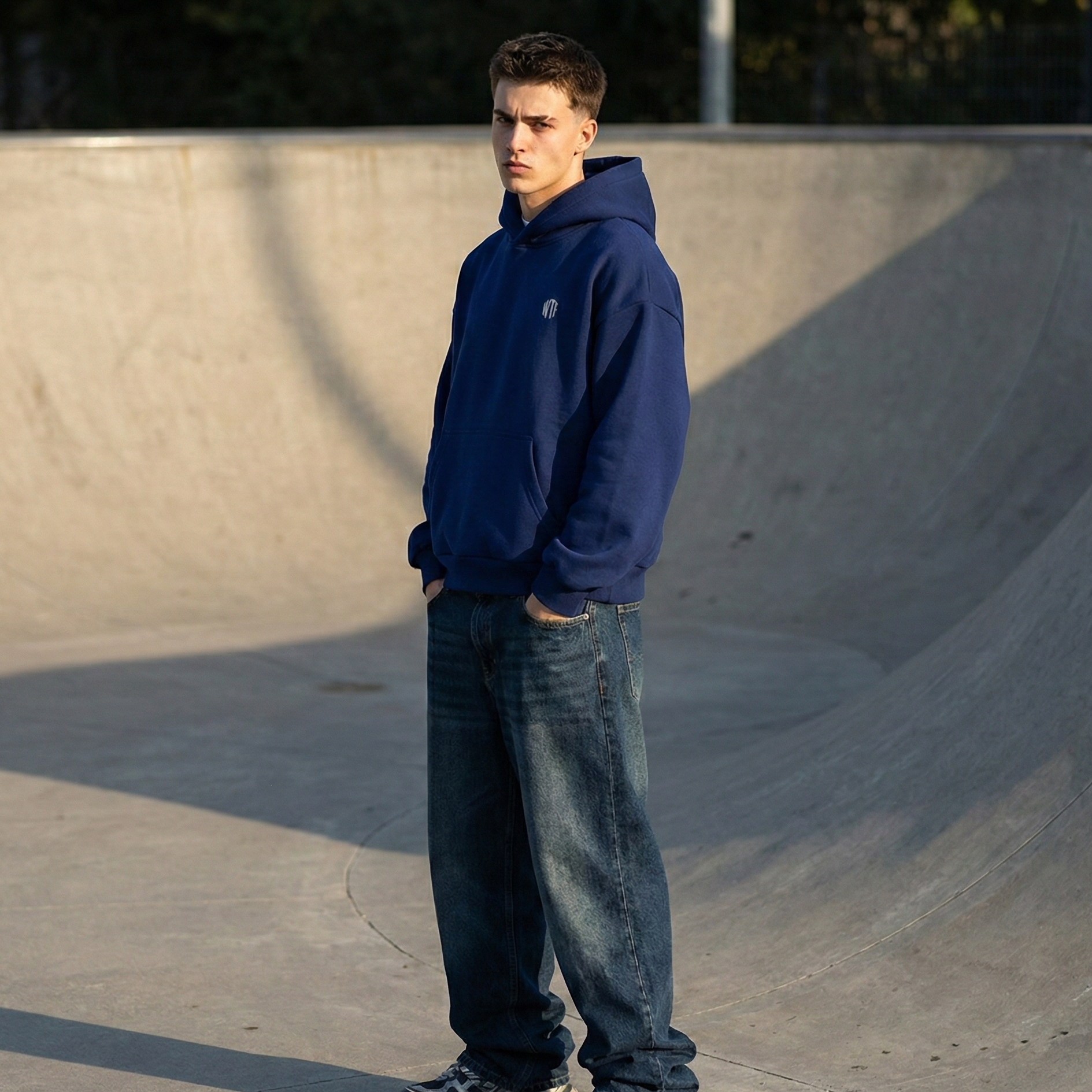 Work Hard Stay Humble Hoodie – Navy Blue Oversized