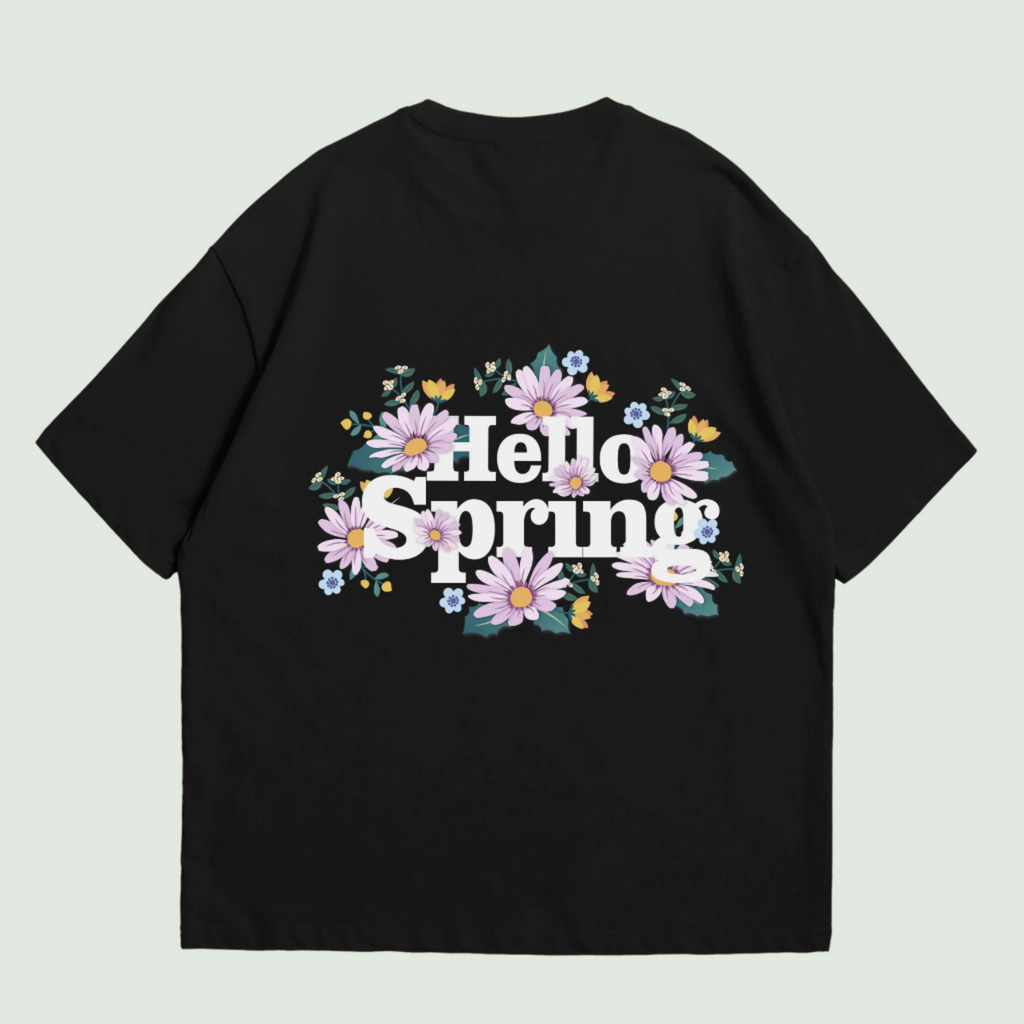 What The Fate oversized t-shirt
,Spring floral oversized tee
,Cotton terry streetwear
,DTF print t-shirt
,Black oversized tee
,Trendy spring fashion
,Urban streetwear oversized shirt
,Floral oversized t-shirt