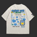 Cation Dops – Playful Blue Bear Graphic Oversized T-Shirt