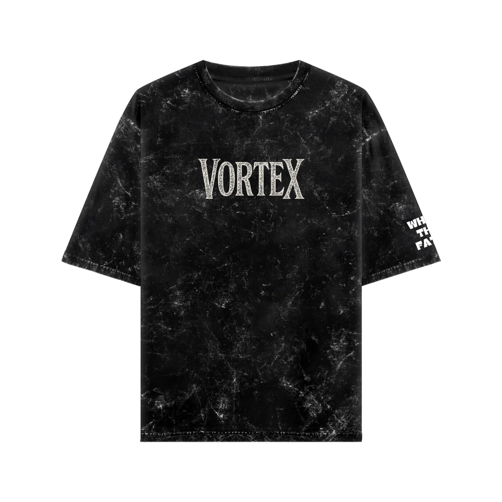 Oversized dark warrior graphic tee from WHAT THE FATE featuring a distressed black design