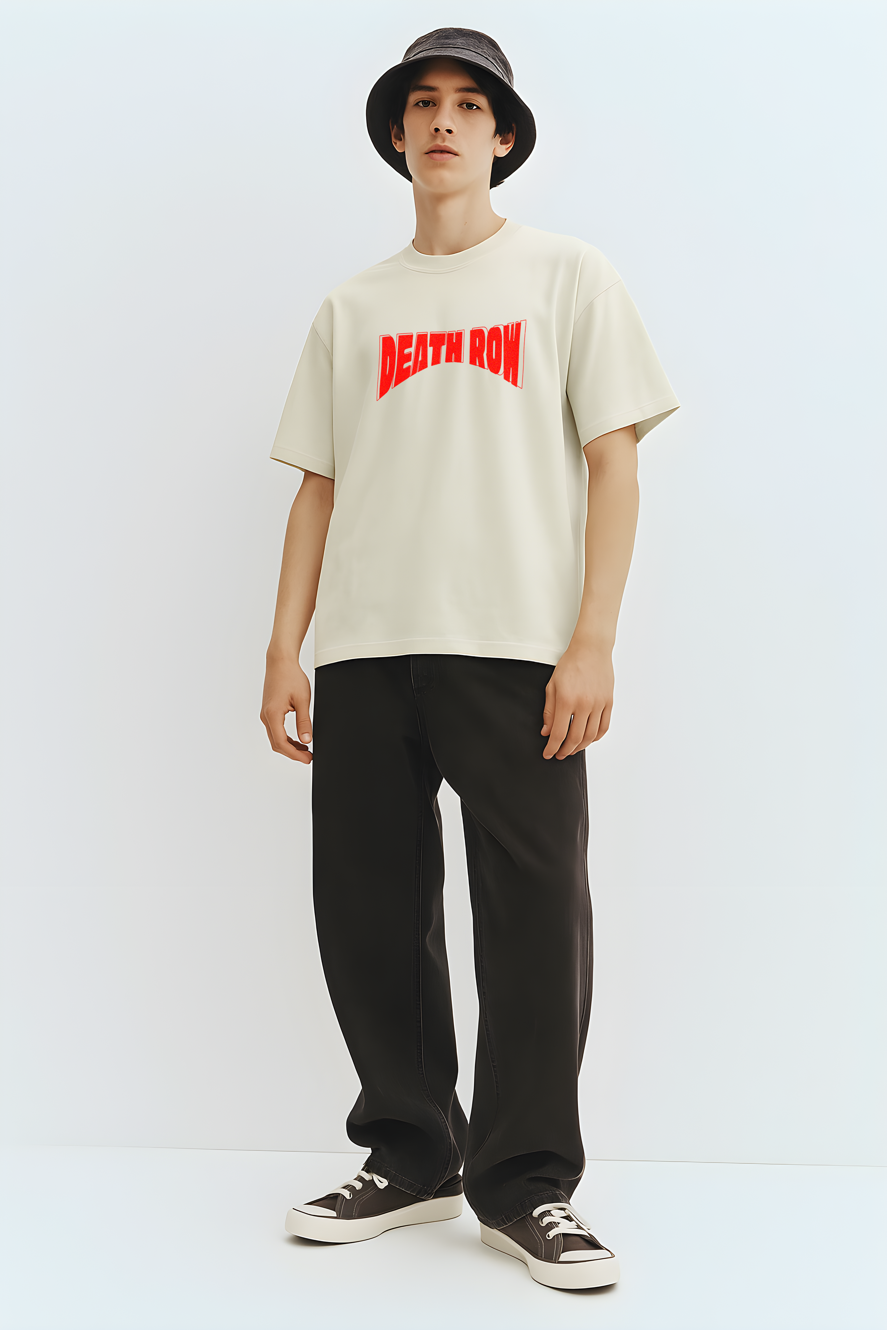 DEATH ROW Oversized Doberman Graphic T-shirt (Off White)