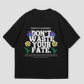 motivational t-shirt, oversized streetwear tee, positive message t-shirt, terry cotton tee, floral and butterfly graphic tee, casual oversized t-shirt, streetwear clothing, WHAT THE FATE brand, oversized graphic tees, comfy oversized t-shirts