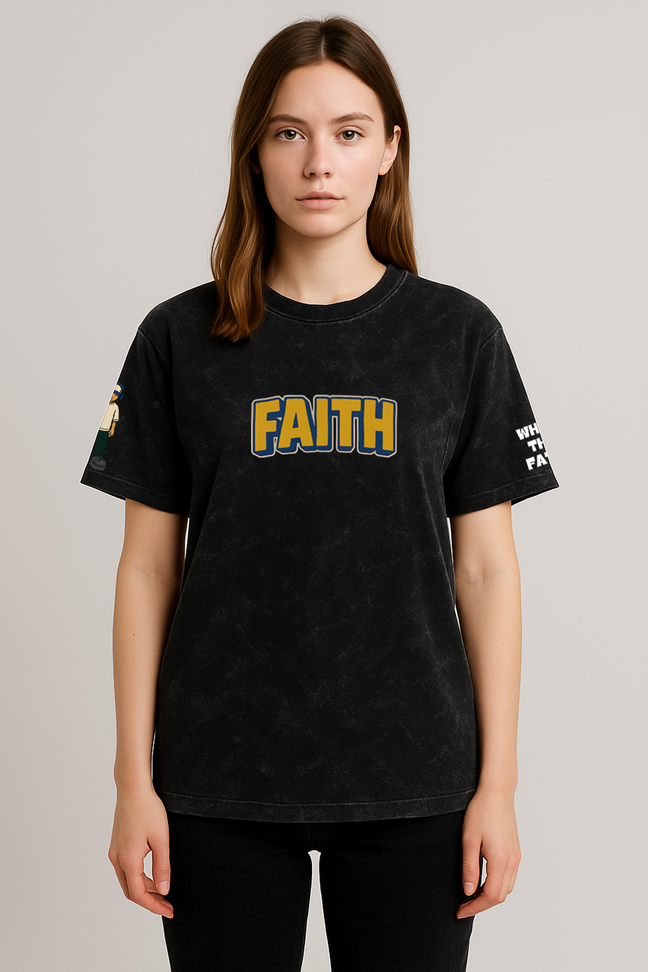 Faith introvert oversized t-shirt in black with graphic print for comfortable casual wear