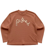 WHAT THE FATE Long Sleeve T Shirt in Rust with Stylish Fate Studios Logo Embroidery