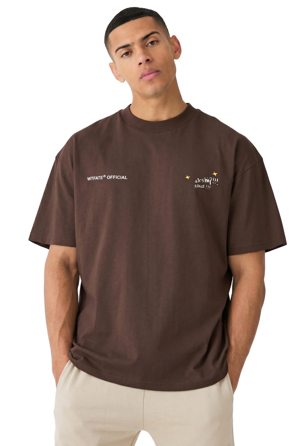 Oversize brown WHAT THE FATE guardians of galaxy t-shirt for casual style and comfort