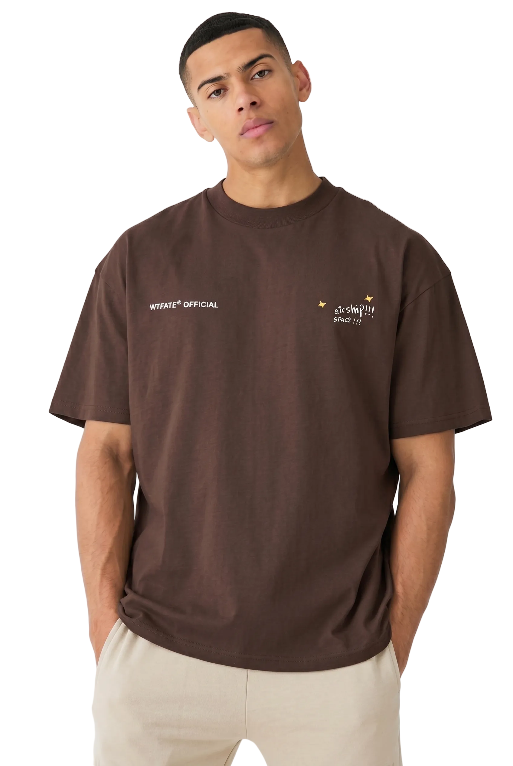 Oversize brown WHAT THE FATE guardians of galaxy t-shirt for casual style and comfort