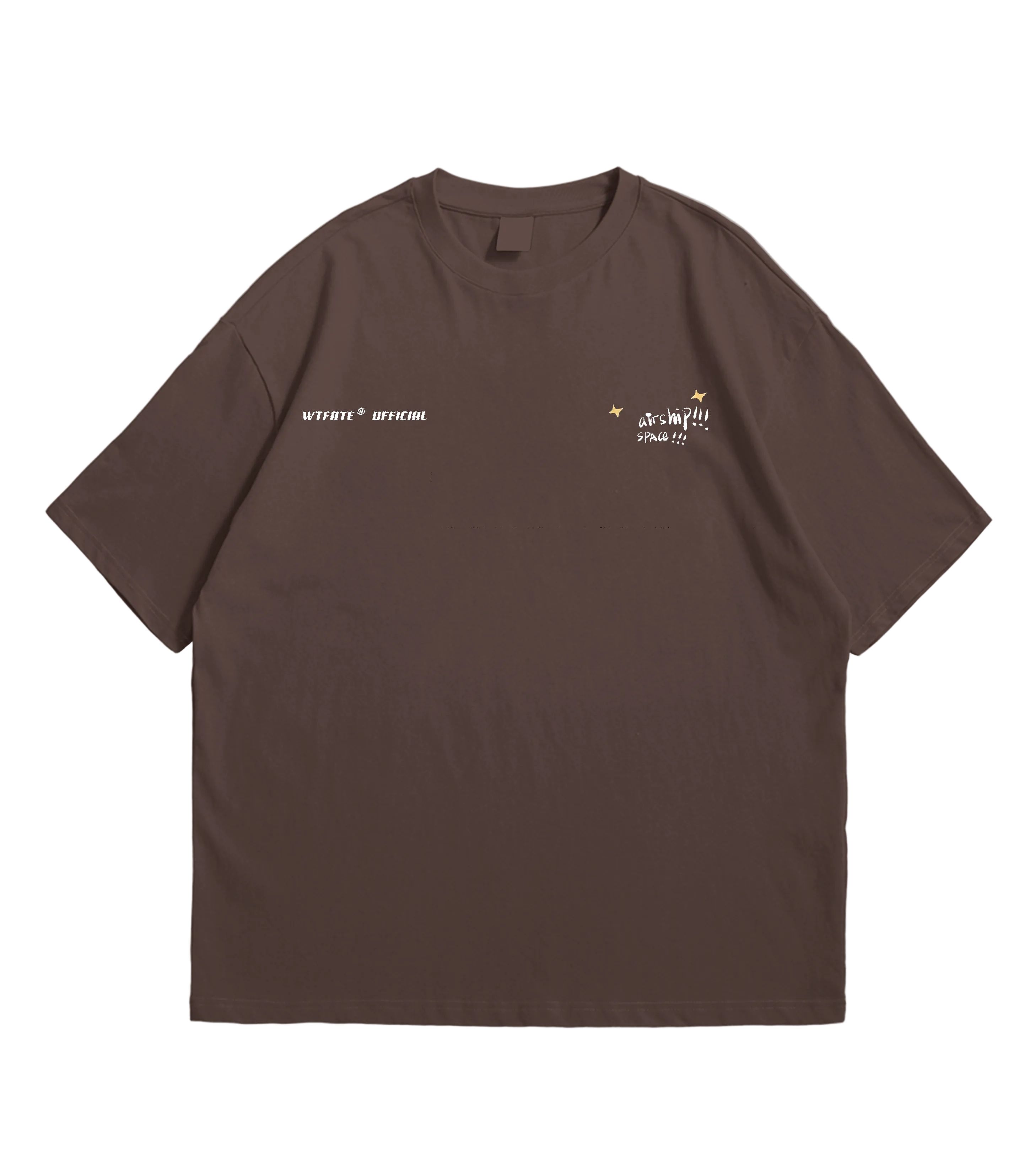 Oversize WHAT THE FATE guardians of galaxy t-shirt in brown with stylish graphics