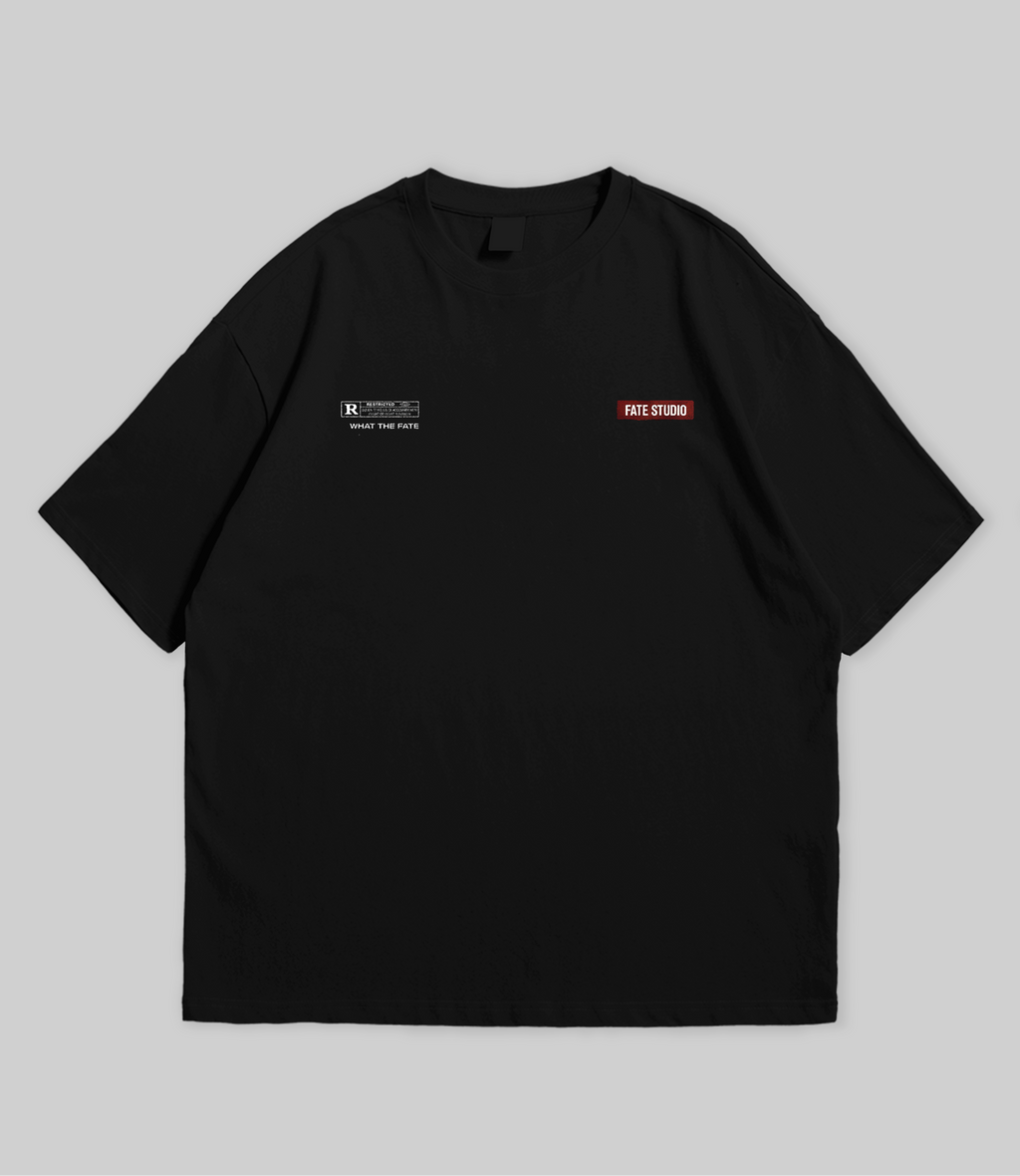 Black t-shirt with 'Hunter' graphic design on a gray background