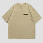 WHAT THE FATE India Legends oversized t-shirt in black, showcasing 'INDIA' text on the front and iconic Indian landmarks graphic on the back, 240 GSM terry cotton streetwear style