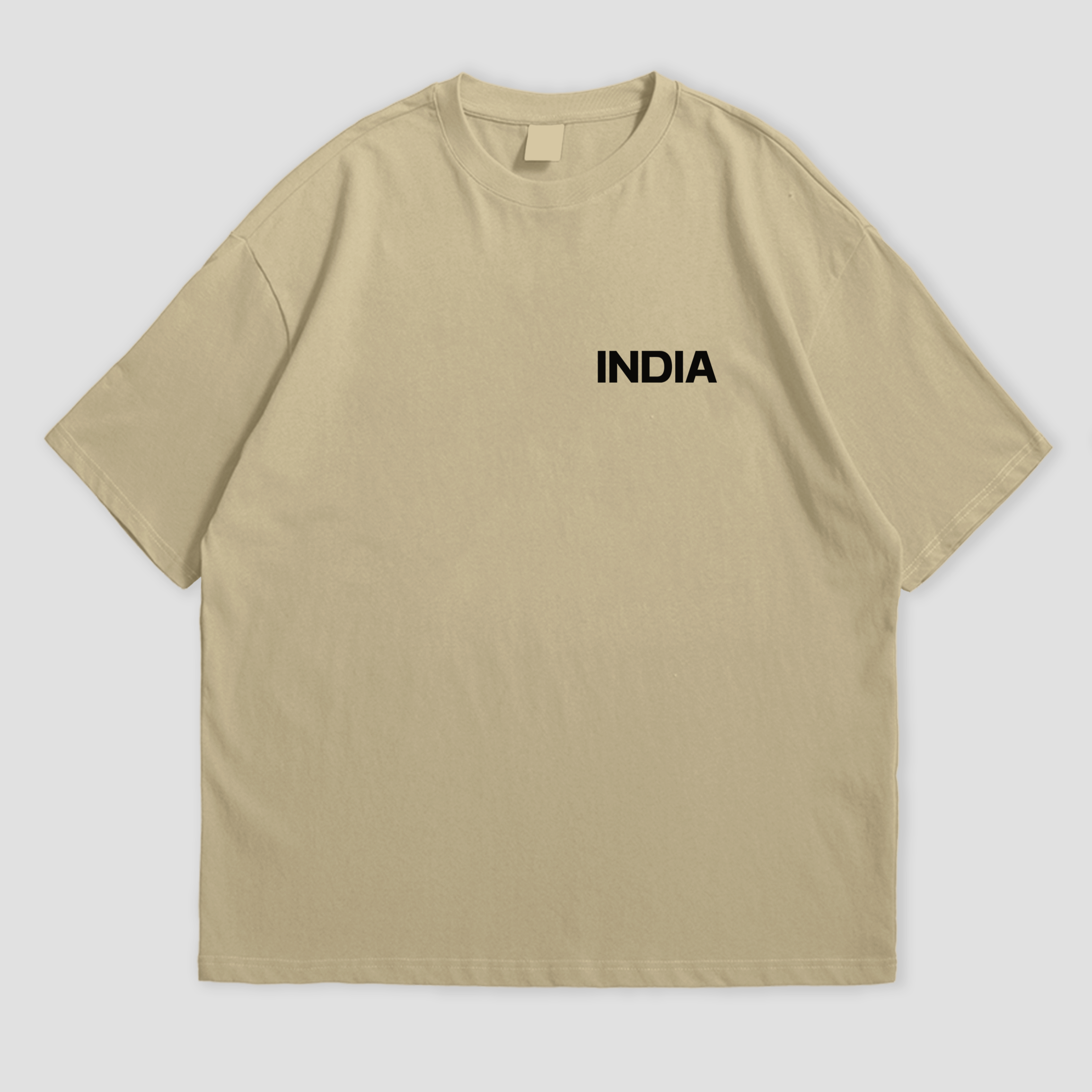 WHAT THE FATE India Legends oversized t-shirt in black, showcasing 'INDIA' text on the front and iconic Indian landmarks graphic on the back, 240 GSM terry cotton streetwear style