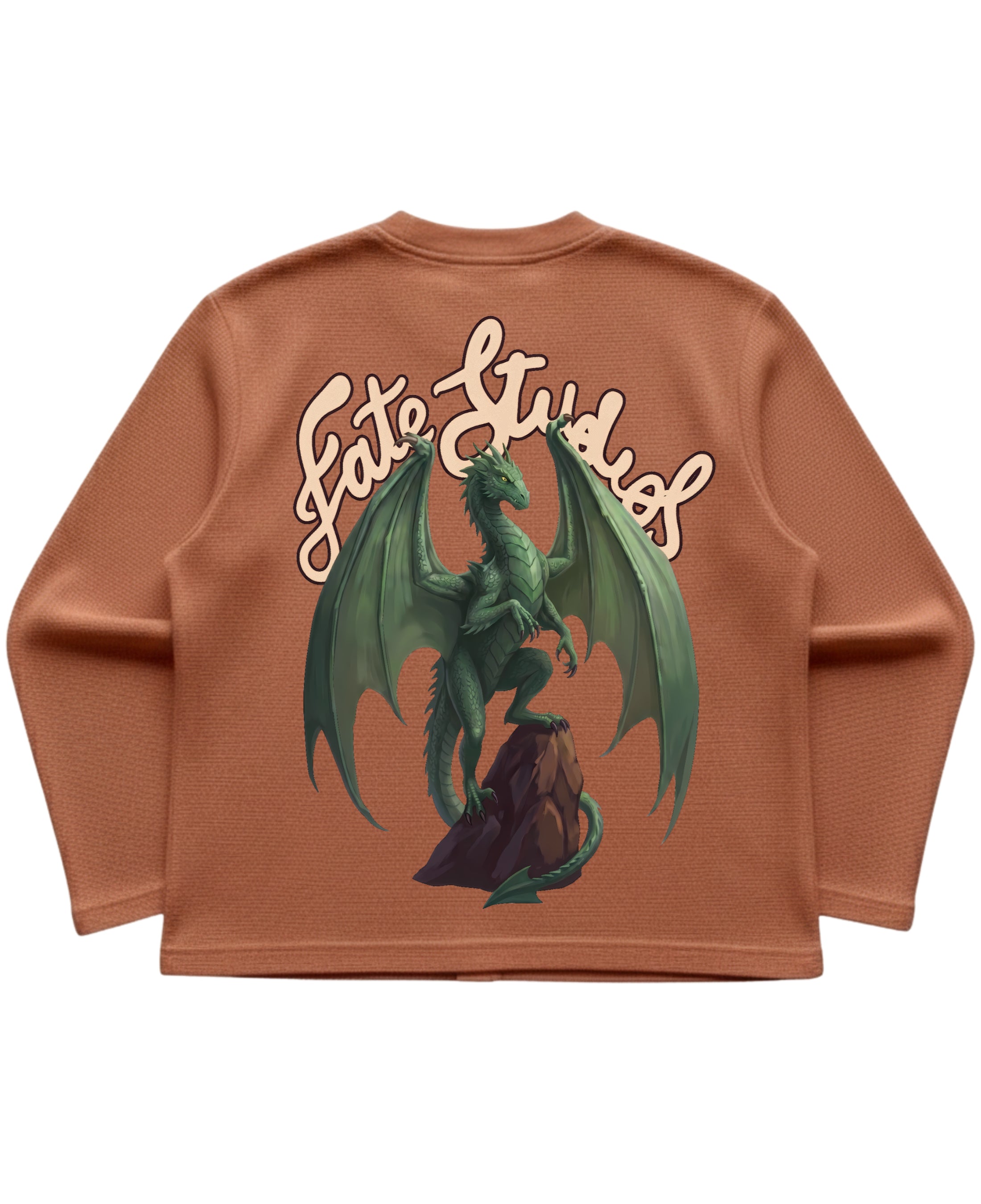 Brown waffle knit oversized full-sleeve Back Design