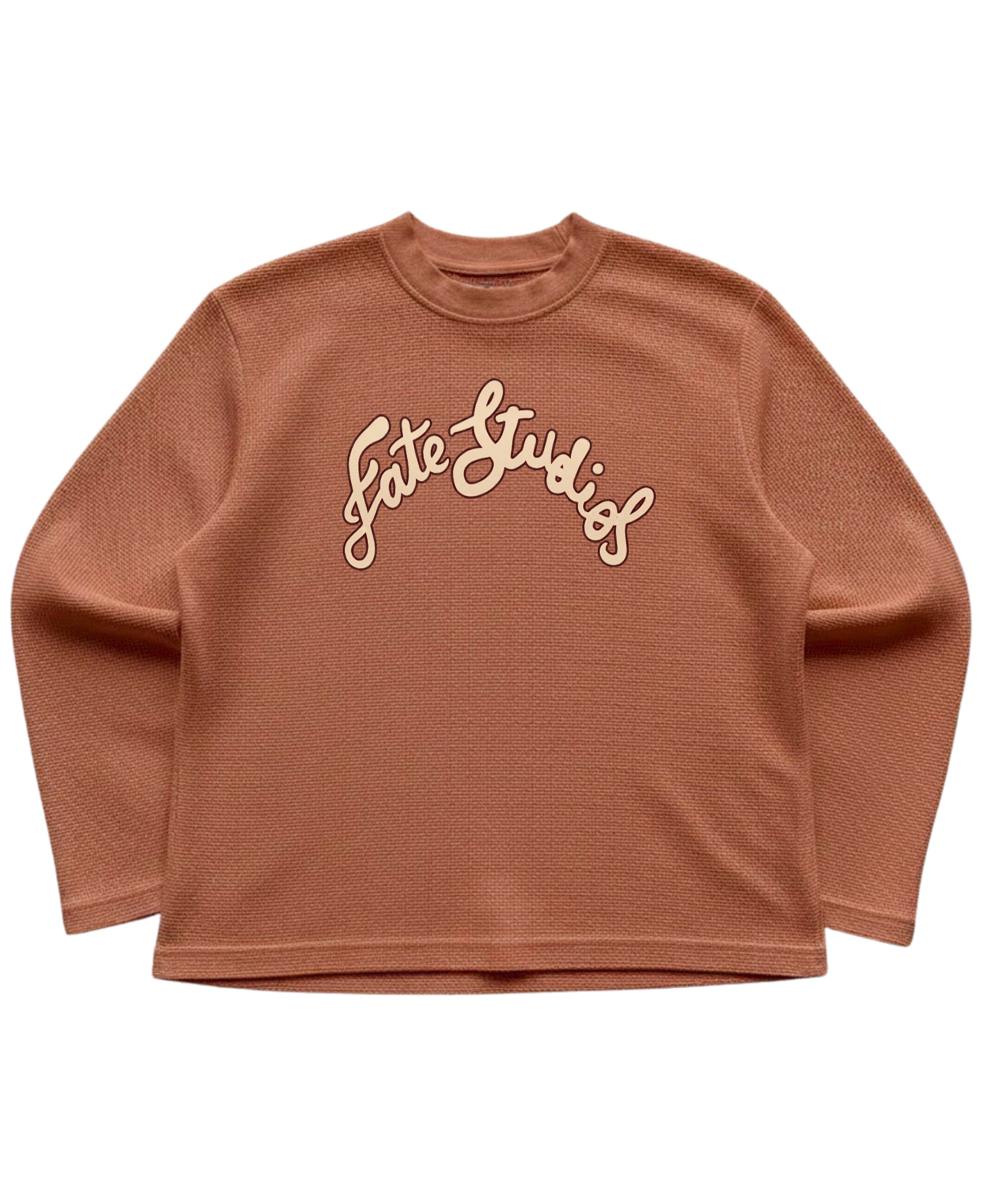 Brown waffle knit oversized full-sleeve Front Design