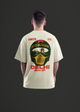 Person wearing a white t-shirt with 'Fate Delhi Moto GP' design on the back