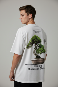 Human & Nature Oversized T-Shirt – Bonsai Graphic Tee