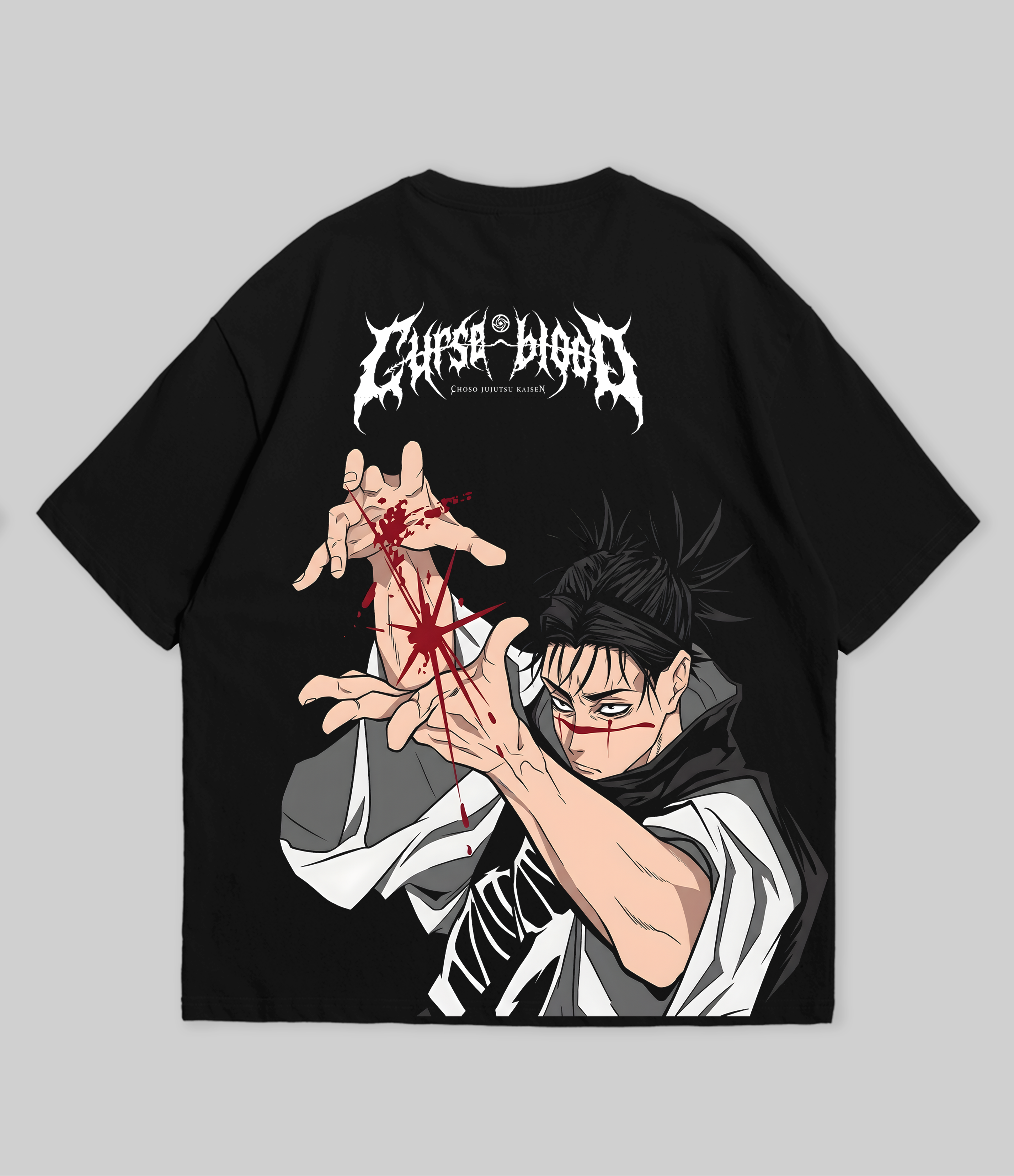 WHAT THE FATE oversized t-shirt featuring striking graphic art and bold colors on the back