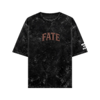 Oversized black t-shirt with Pegasus graphic streetwear and FATE text on the front from WHAT THE FATE
