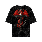 WHAT THE FATE red dragon graphic tee featuring a striking red dragon design on a black background