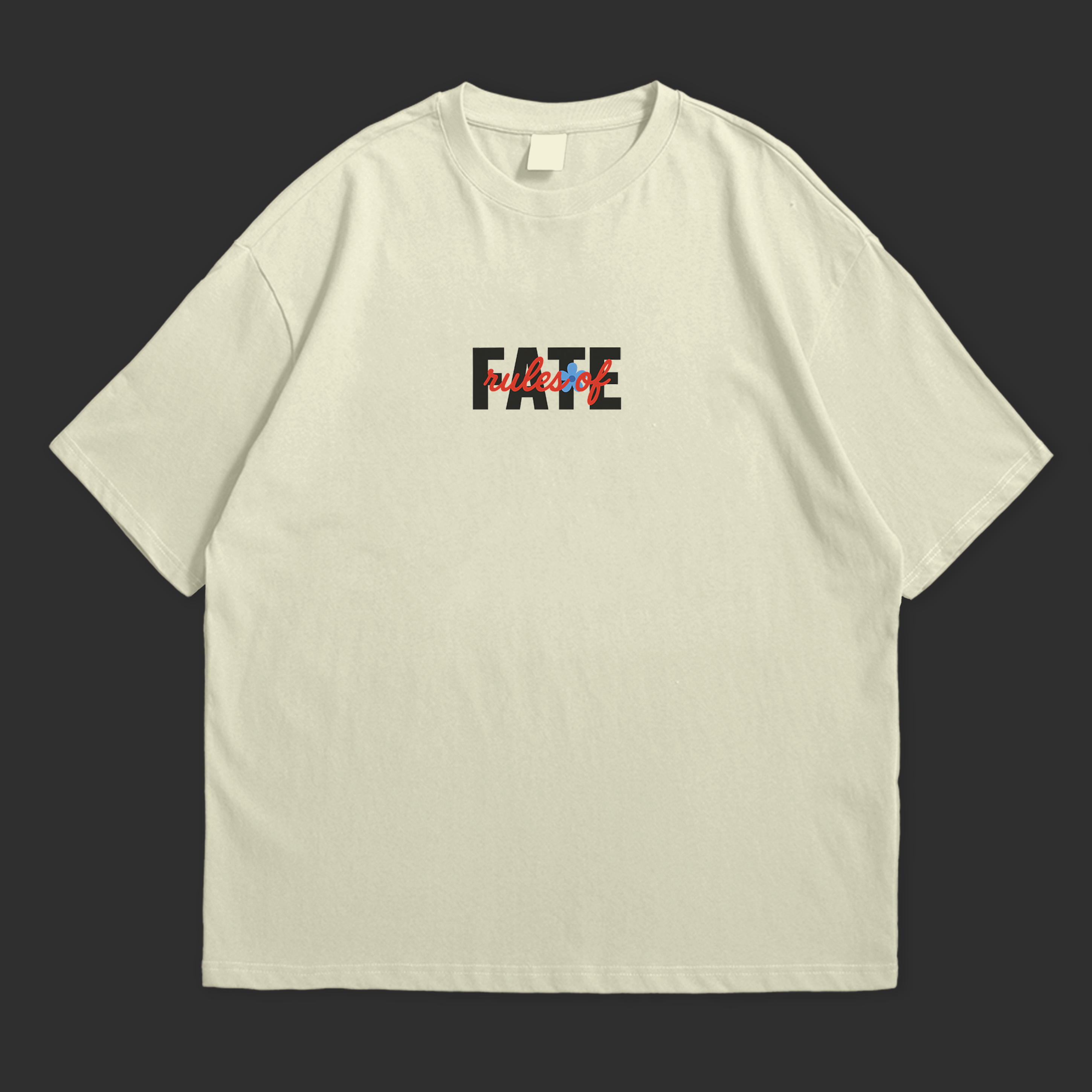 WHAT THE FATE Rules of Fate Oversized T-Shirt in Light Color with Bold Graphic Design