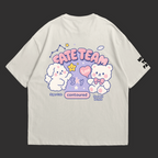 The Best is Love – Pastel Bear & Dog Graphic Oversized T-Shirt