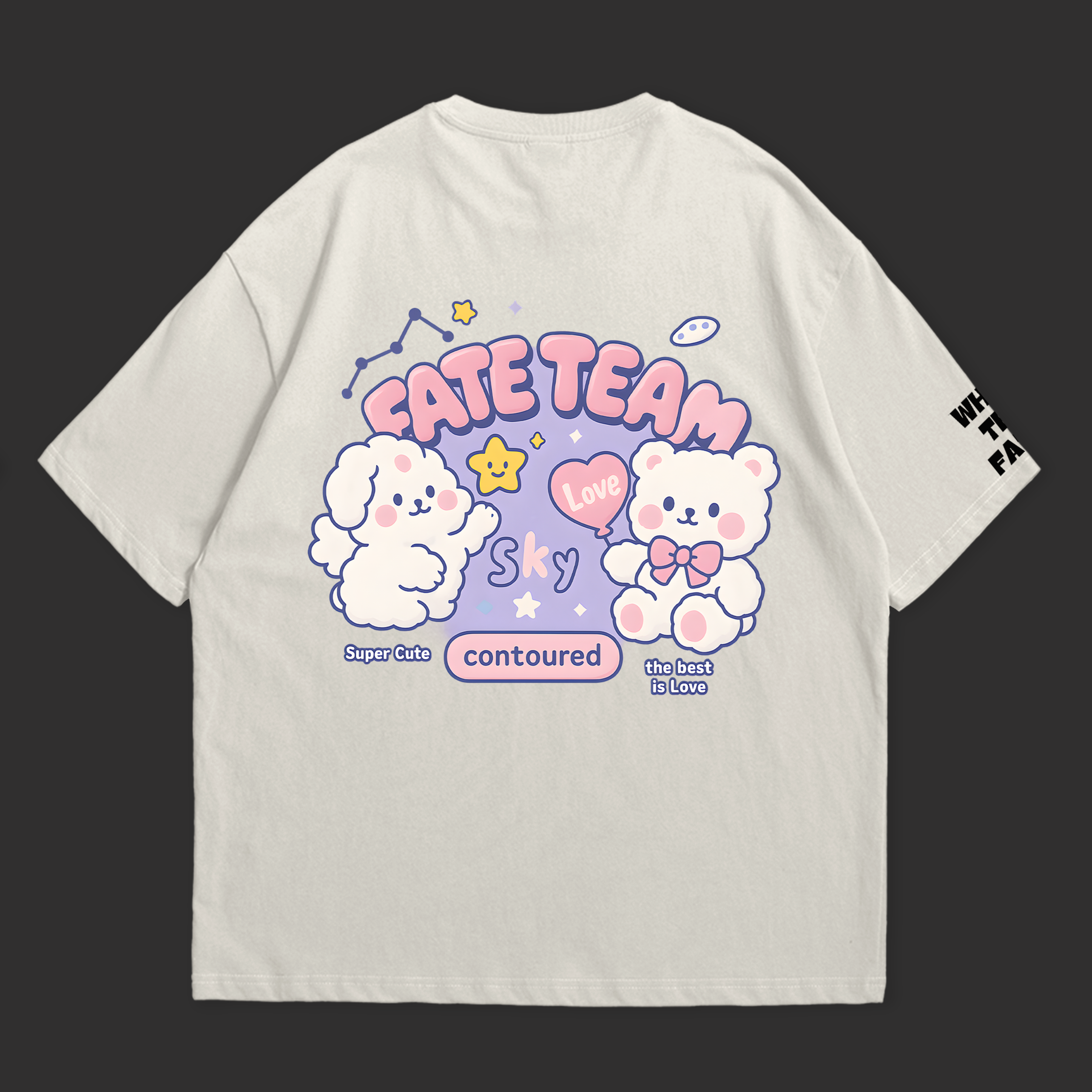 The Best is Love – Pastel Bear & Dog Graphic Oversized T-Shirt