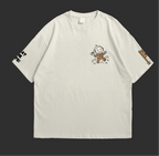 WHAT THE FATE Travel to the Stars Oversized t-shirt with astronaut design on a light background