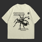 WHAT THE FATE Oversize Spider Web Graphic T-Shirt with Inspirational Quote Design on Back