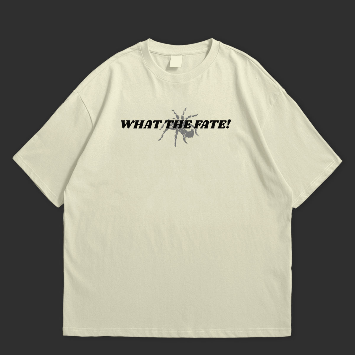 WHAT THE FATE oversized t-shirt featuring a spider web graphic t-shirt design in light color