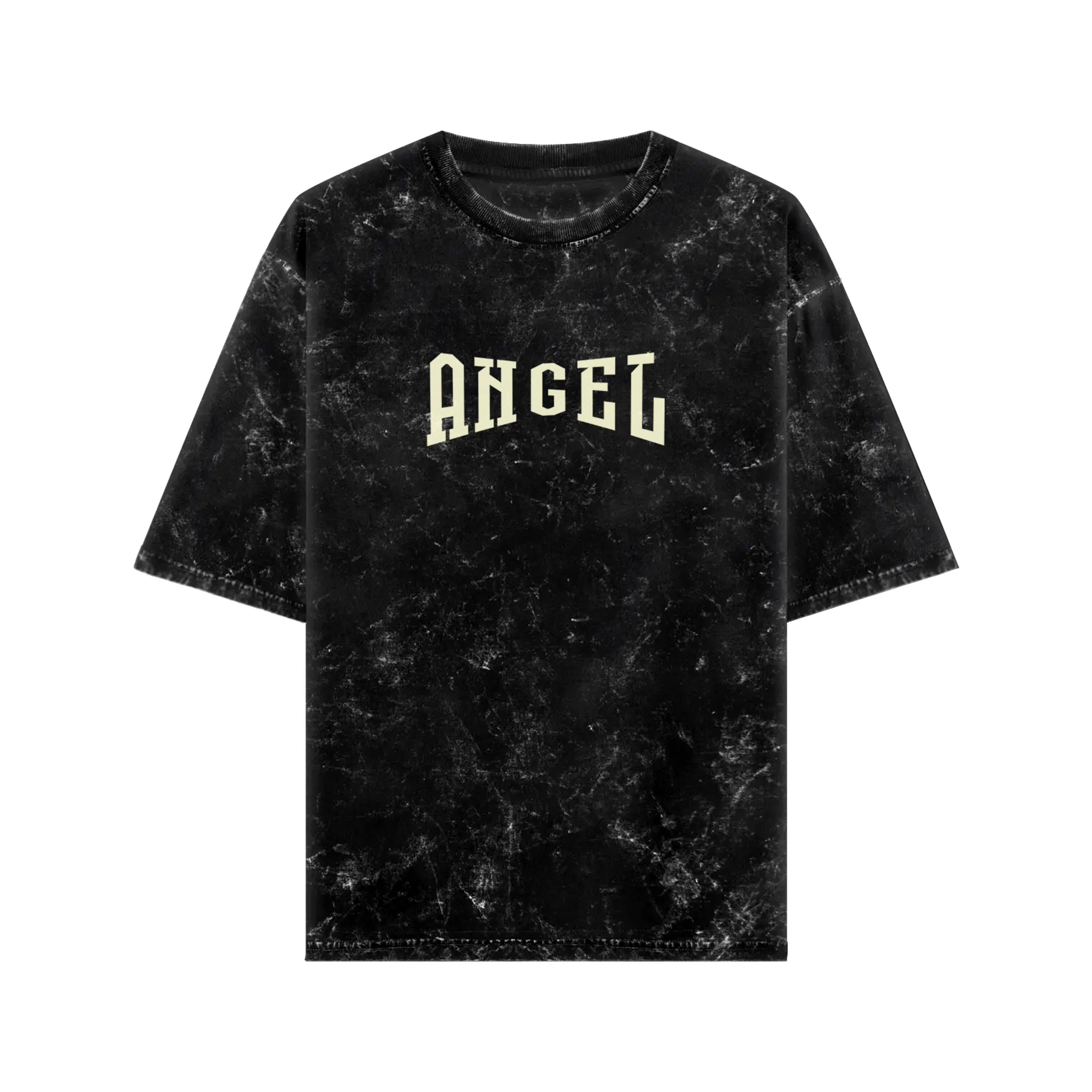 Vintage angelic oversized shirt in black with 'ANGEL' lettering for a trendy look