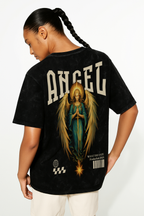 Vintage angelic oversized shirt featuring a striking angel graphic and bold lettering on the back