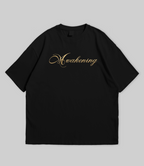 WHAT THE FATE Oversize Vintage Tee Shirts in Black with Awakening Text Design