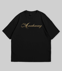 WHAT THE FATE Oversize Vintage Tee Shirts in Black with Awakening Text Design