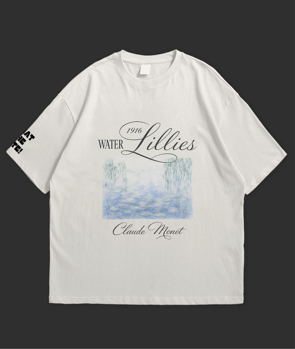 WHAT THE FATE water lilies oversize tee featuring Monet's artwork with a relaxed fit
