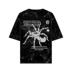 WHAT THE FATE oversized Web of Fate graphic tee featuring a spider design and motivational text