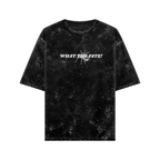 Black oversized Web of Fate graphic tee by WHAT THE FATE featuring a unique distressed design