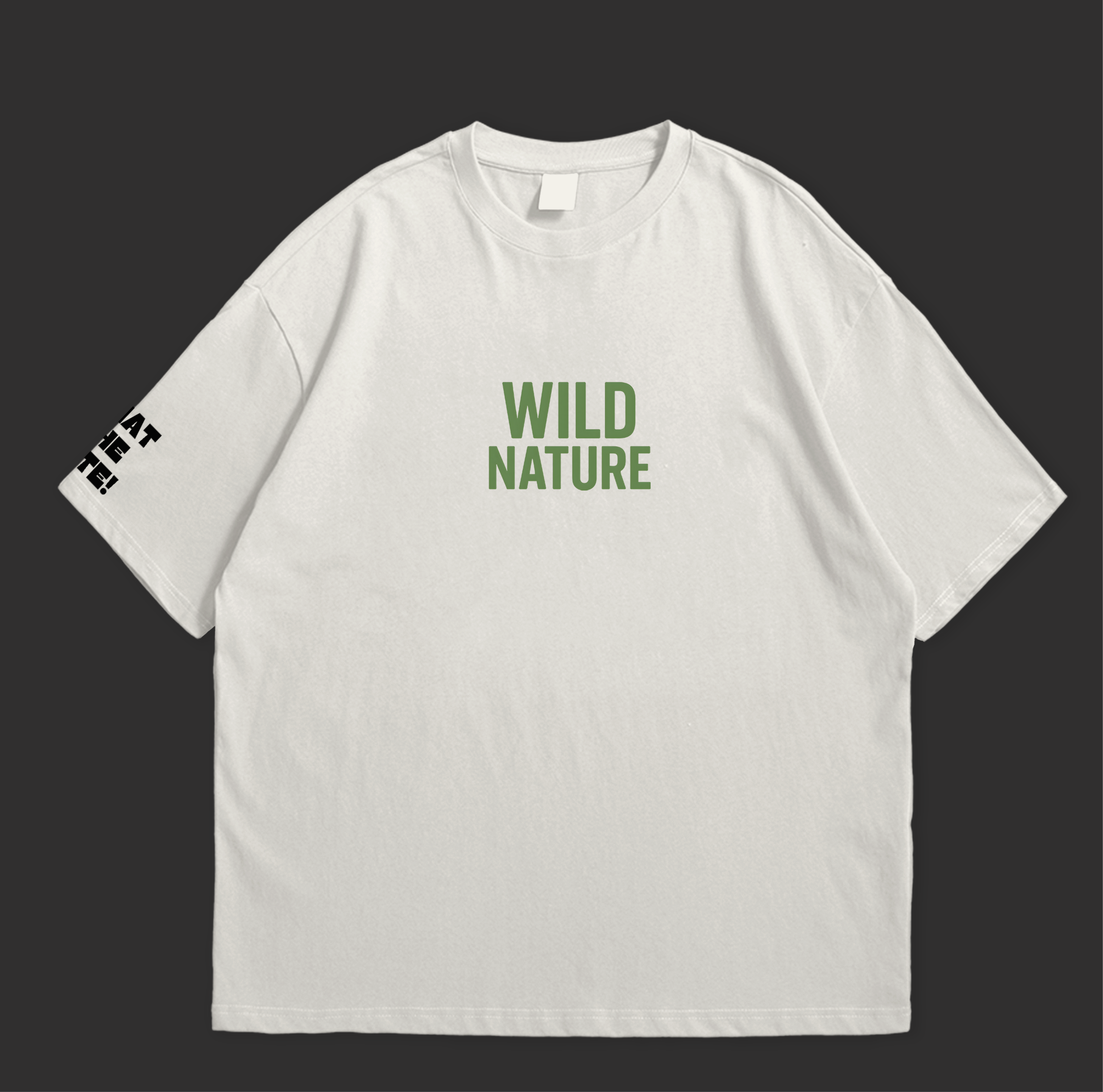 Wild Nature Oversized T-Shirt in light color with bold green text design